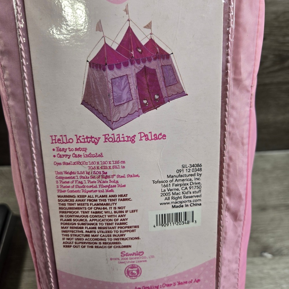 Sanrio Hello Kitty SIL-34086 Folding Palace Play Tent Kids Pink 2005 Vintage